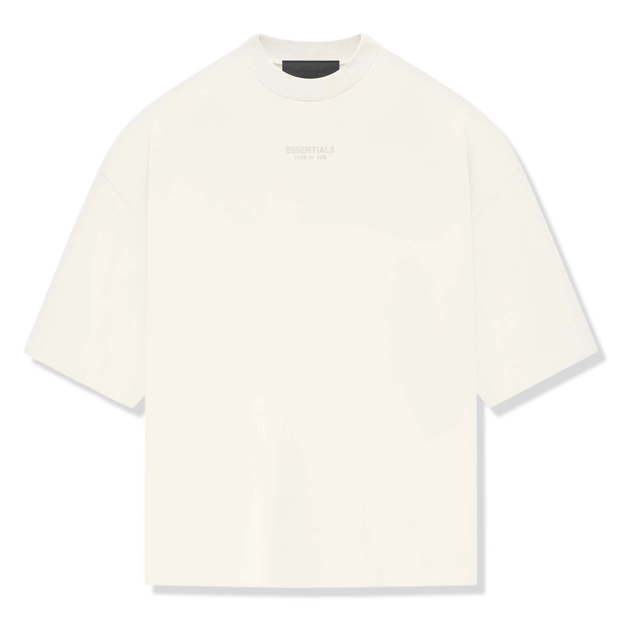 Front view of Fear Of God Essentials Cloud Dancer T Shirt (FW23)